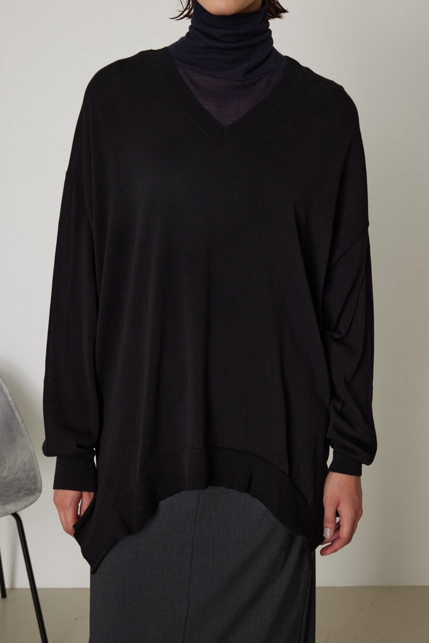 V-neck wide knit PO