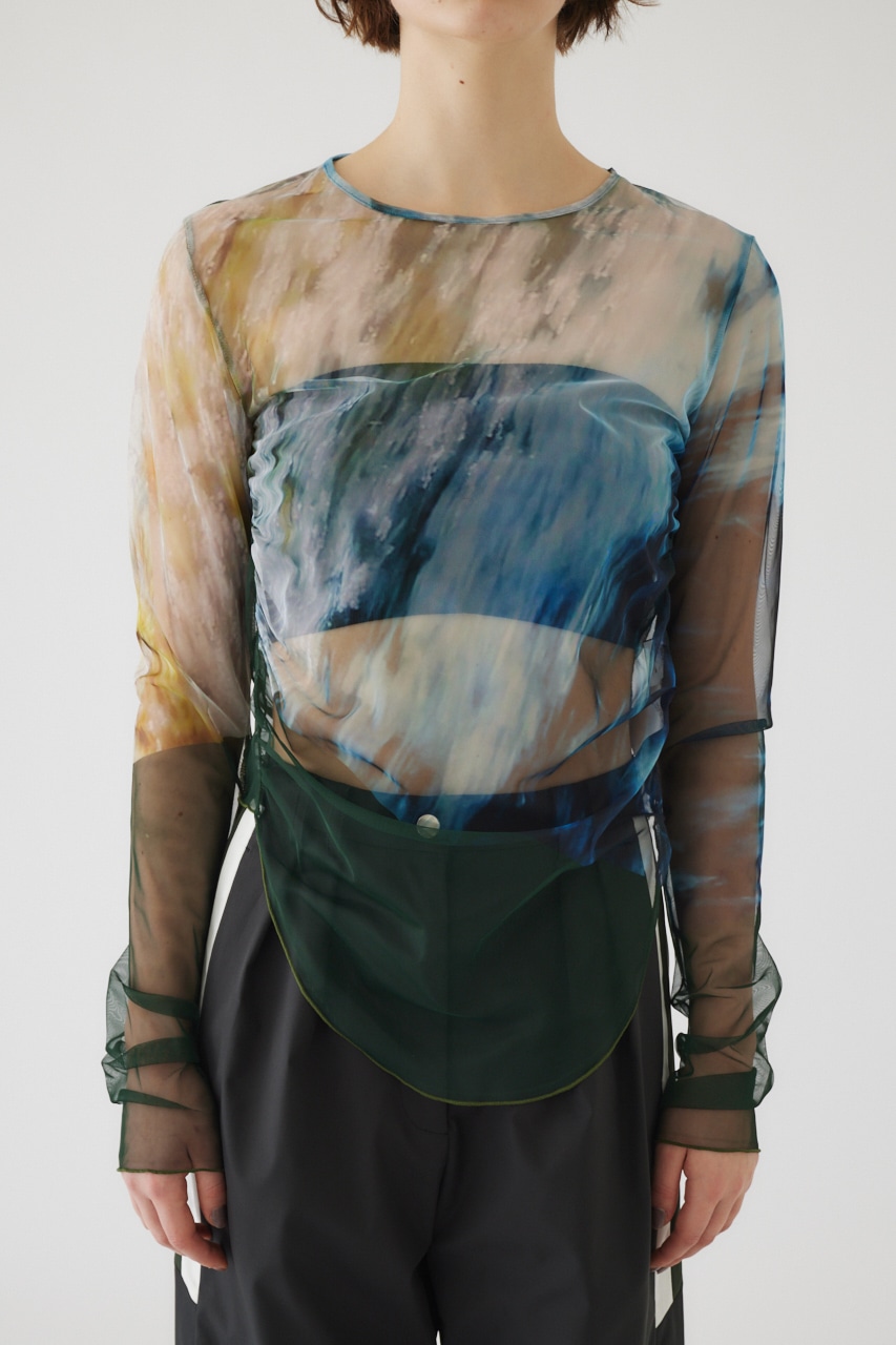 Photograph printed tops GRN FREE