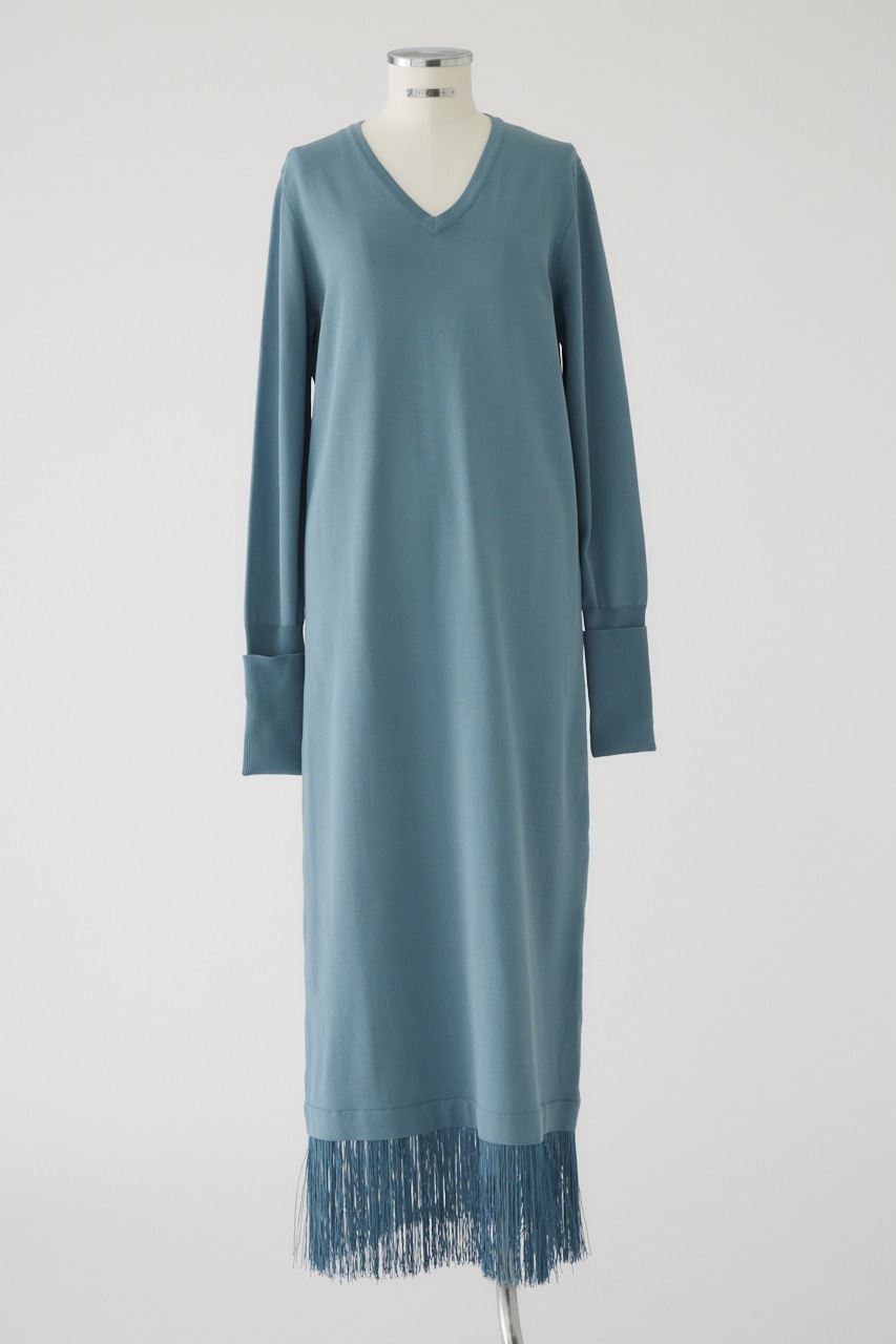 【LIMITED SALE】Fringe flare dress BLU 38