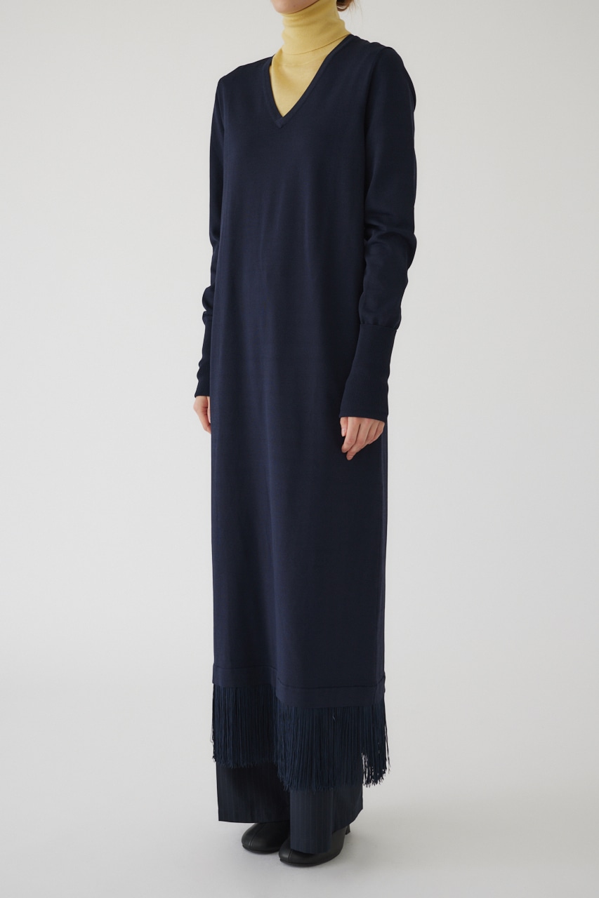 【LIMITED SALE】Fringe flare dress NVY 36