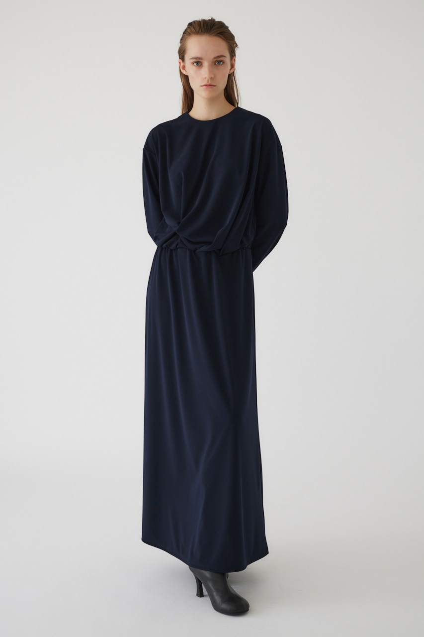 12/20- order start Asymmetry drape dress NVY 38