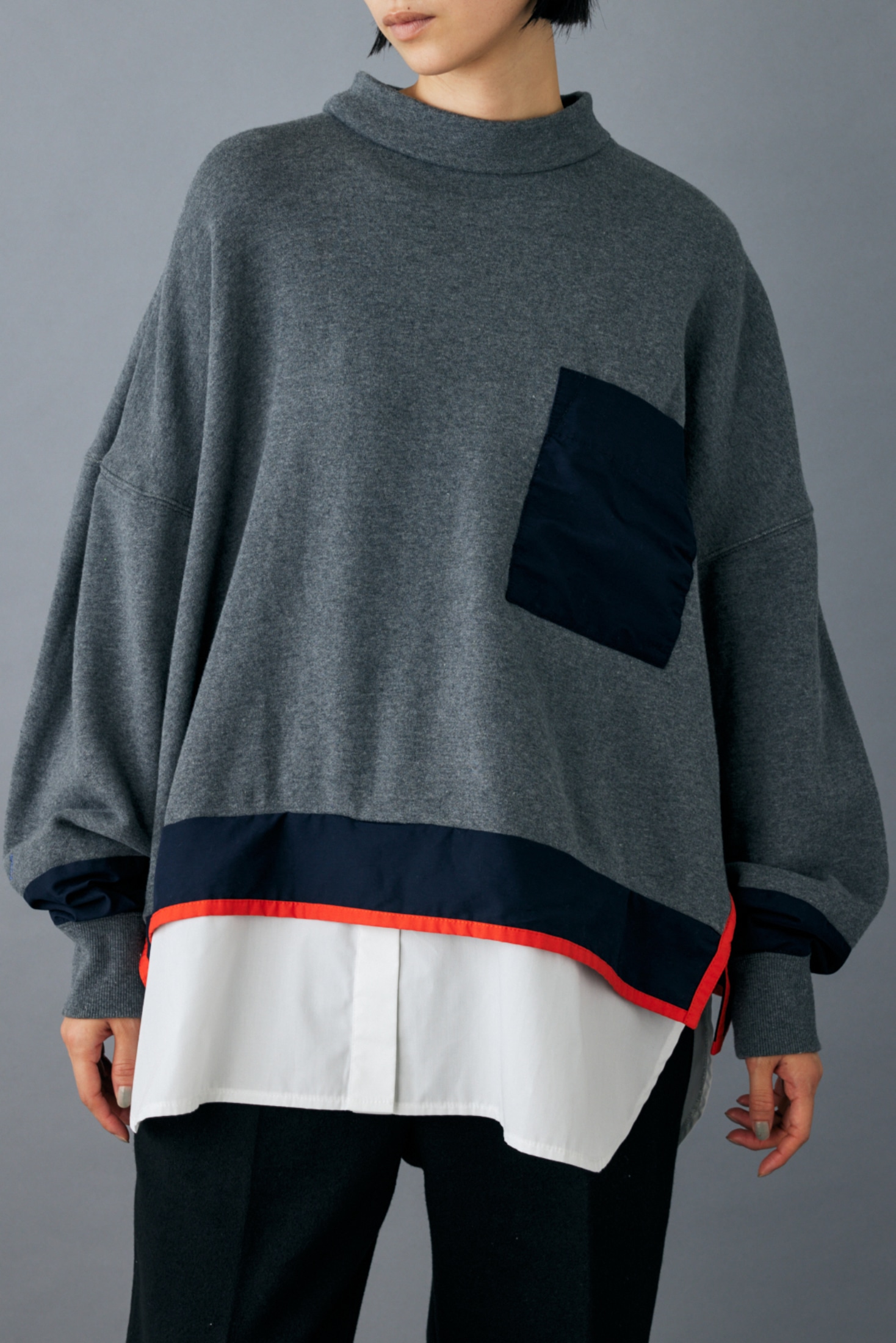 combination layered　pullover