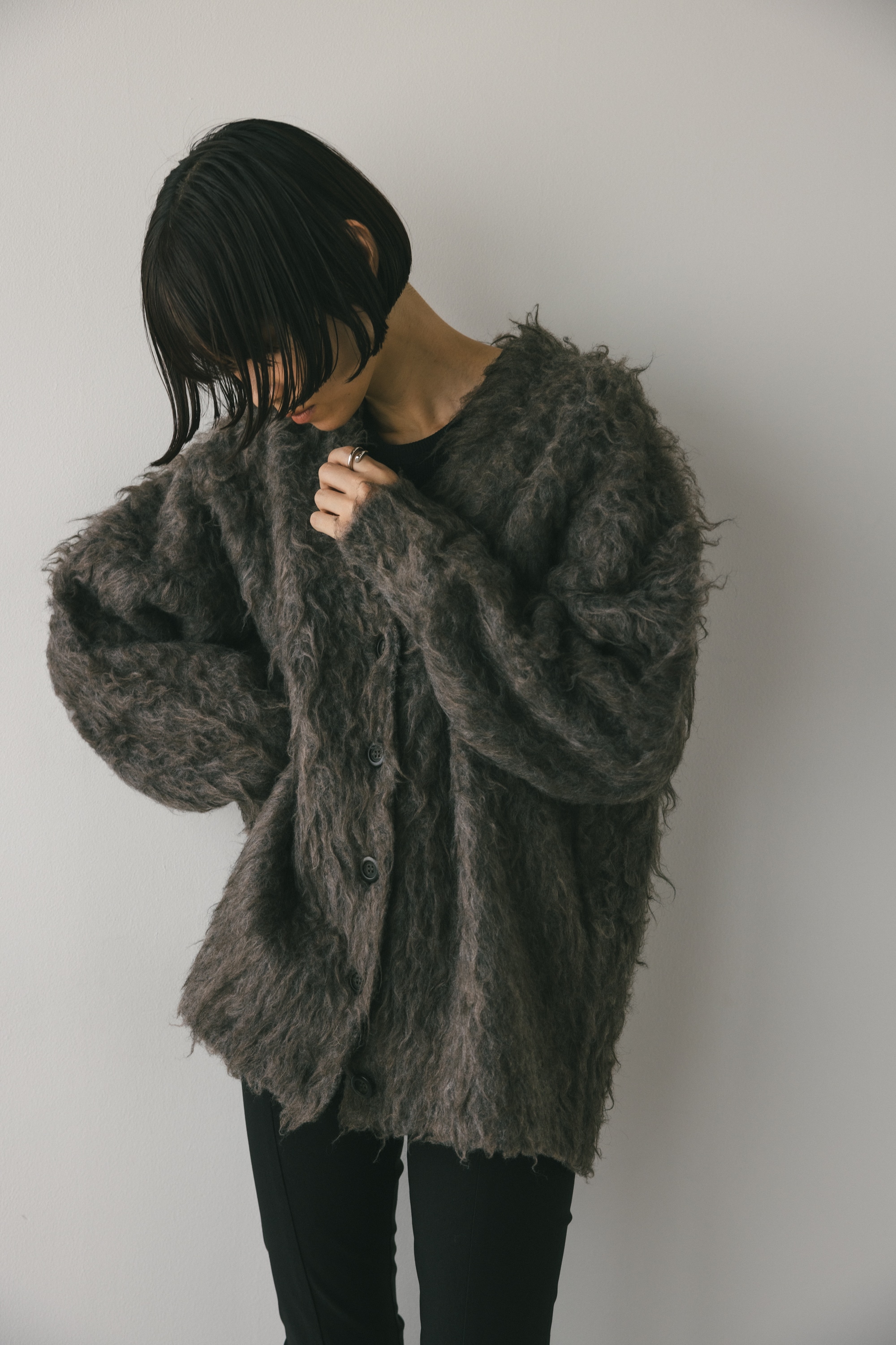 STYLEMIXER | ヘアリーカールニットカーデ (カーディガン ) |SHEL