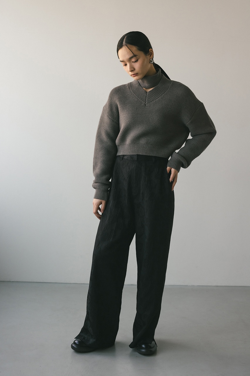 チョーカーネックVニット GRY FREE