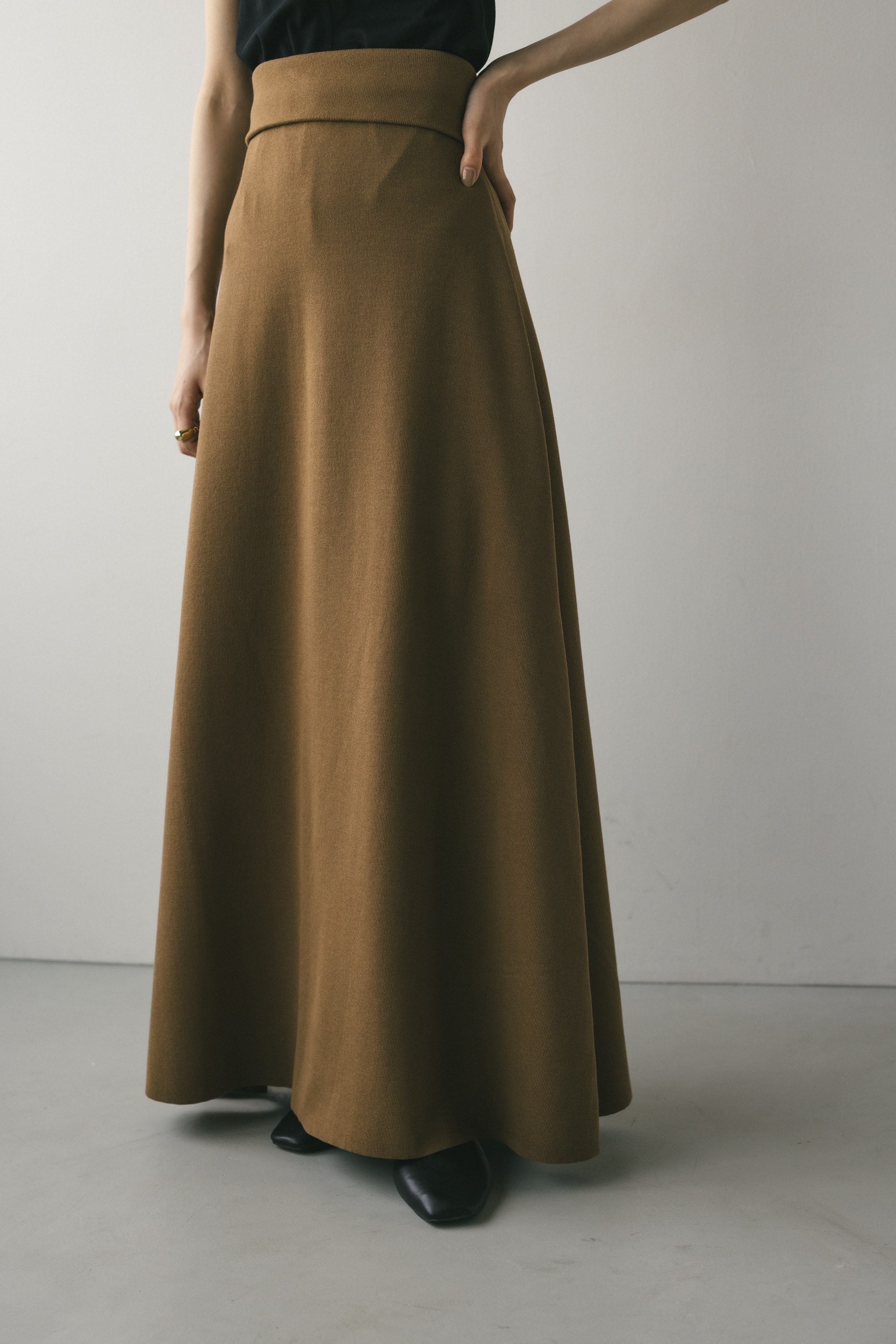 ドライニットフレアスカート L/BRN S