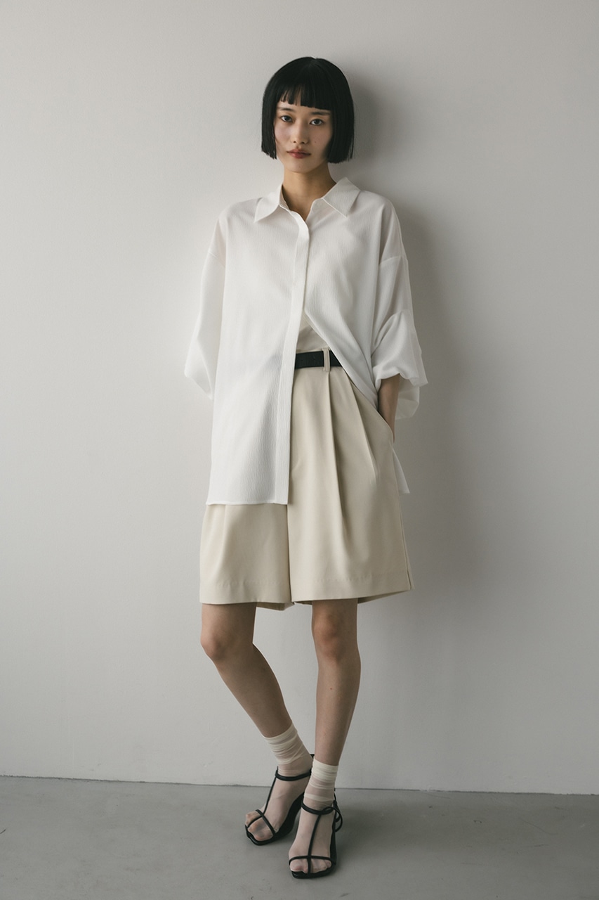 しらむ　 INAM2511FD(シャツ) COTTON FLOWER PRINT UTILITY BANDED COLLAR