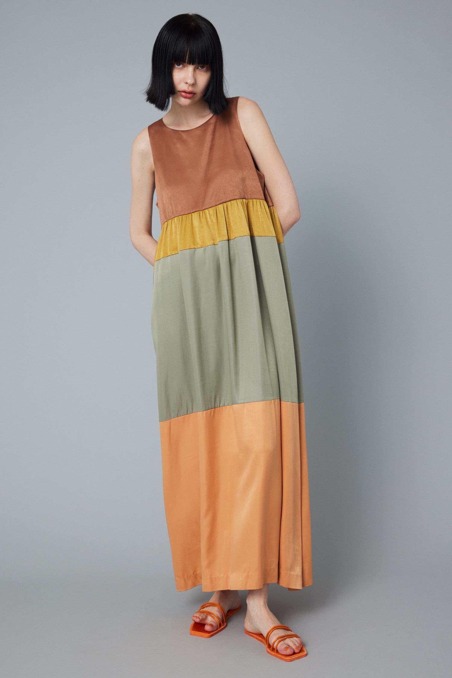 Color blocking dress 柄BRN FREE