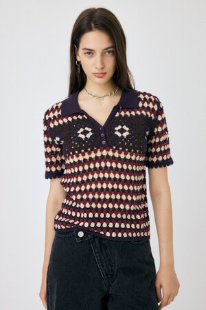 ADORABLE PATTERN ニットポロ