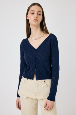 EYELET ニットカーディガン