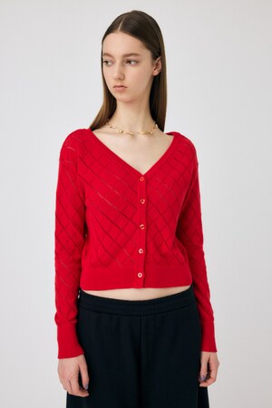 EYELET ニットカーディガン