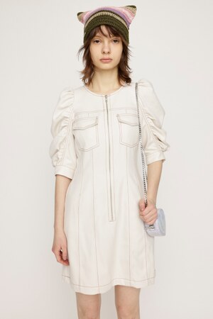 GATHER SLEEVE ZIP ショートワンピース