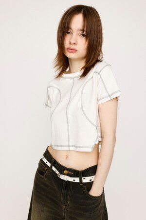 BI COLOR STITCH CROP Tシャツ