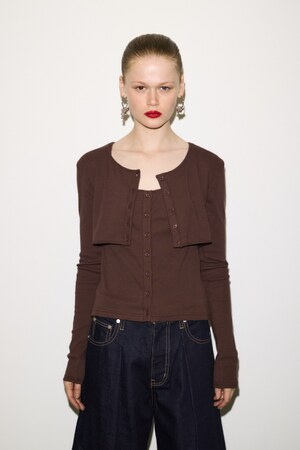 【THROW】2P BUTTON L／S カーディガン