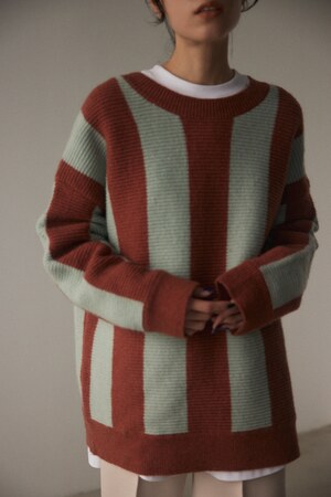 ＜6(ROKU)＞STRIPE MEXIPA KNIT/ニット