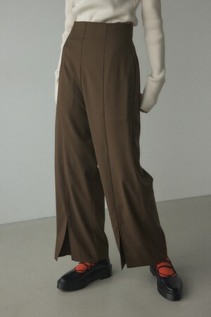 high waist front slit pants