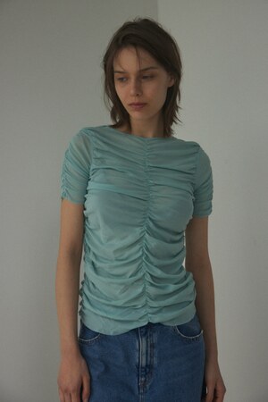 shirring sheer tops