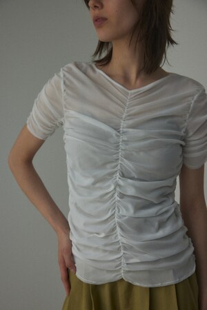 shirring sheer tops