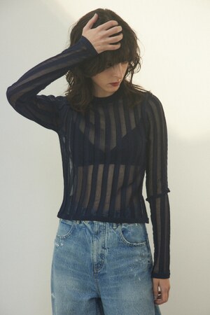 sheer stripe tops
