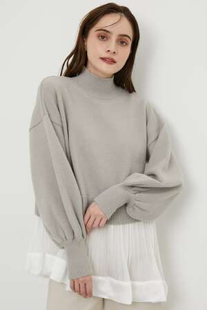rienda | プリーツレイヤードKnit TOP (ニット ) |SHEL 