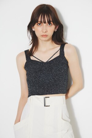 ラインポイントラメKnitキャミTOP