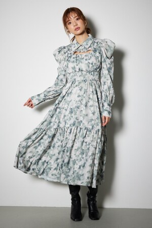 ウエストシャーリングシャツディテールワンピース