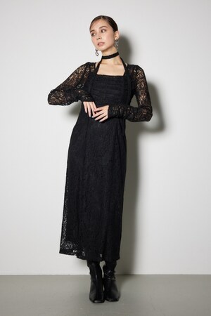 チョーカー付Iラインレースワンピース