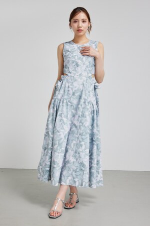 サイドリボンドロンストフレアワンピース