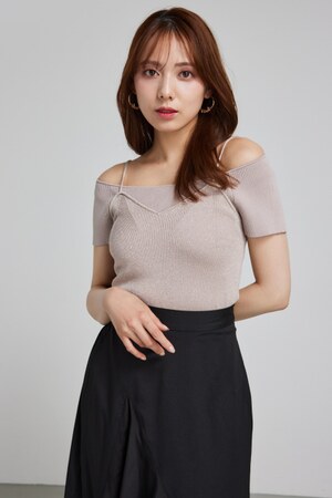 レイヤードニットトップス