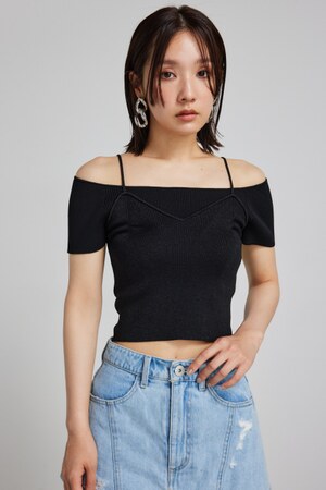 レイヤードニットトップス