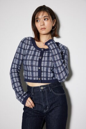 2WAYチェックニットカーディガン