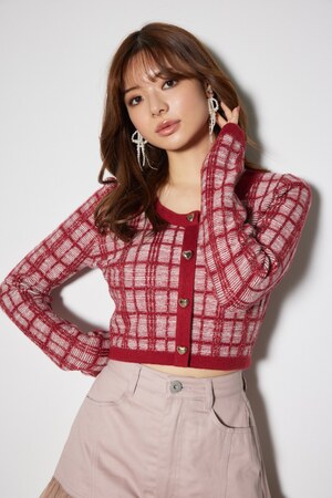 2WAYチェックニットカーディガン