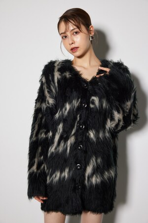 【岡崎紗絵さん着用アイテム】2WAYロングシャギールーズジャガードニットカーデ