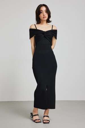 アシンメトリータイトニットワンピース