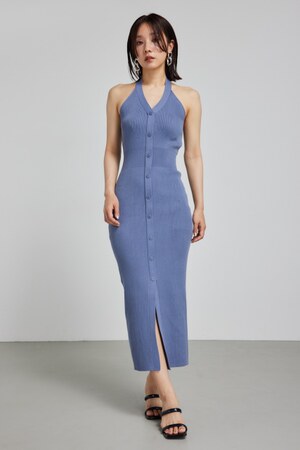 ホルターネックタイトニットワンピース