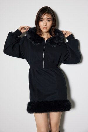 フェイクファースウェットミニワンピース