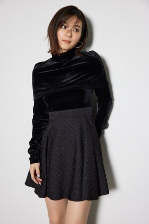 2WAYベロアフレアミニワンピース
