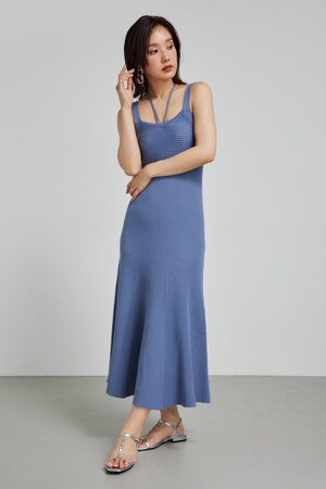 バストギャザーホルターマーメイドワンピース