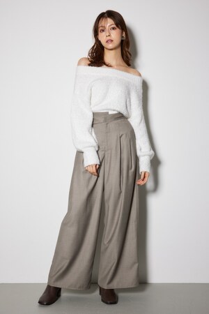 レイヤードベルトジャストウエストパンツ