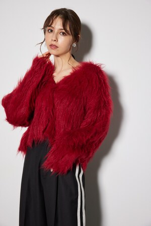 ロングシャギールーズニットカーディガン