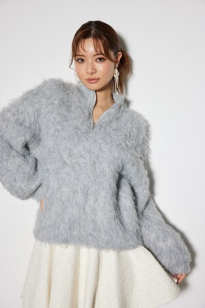 ハーフZIPソフティニットトップス