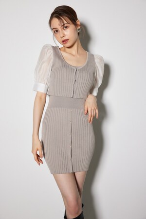 シアースリーヴコンビカーデセットミニワンピース