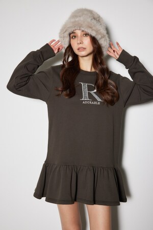 ティアードフリルスウェットミニワンピース