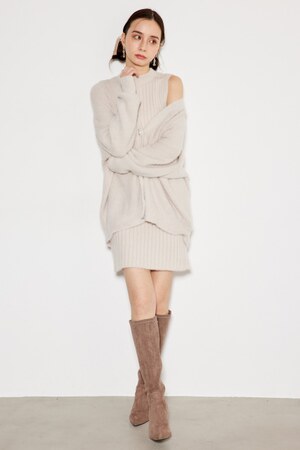 ビジュー釦カーデミニSET Knit OP