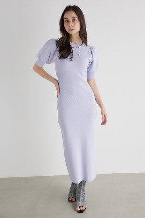 2WAYネックリボンフェイクパールKnit OP