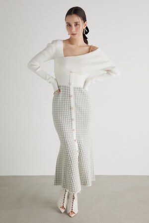 rienda | アシンメトリーツイードKnit OP (ワンピース(ミニ  