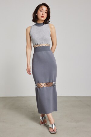 メッシュコンビバイカラーKnit OP