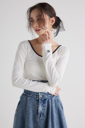 【WEB限定】バイカラーバックリボンロンT