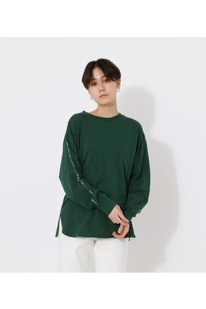 SLEEVE LINE LOGO LOOSE TOPS(S O/WHT): Tシャツ・カットソー(長袖 