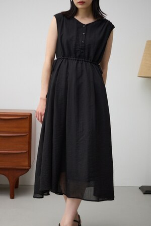 ウエスト切替袖ギャザーノースリーブワンピース