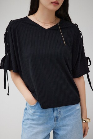 ショルダーレースアップカットトップス